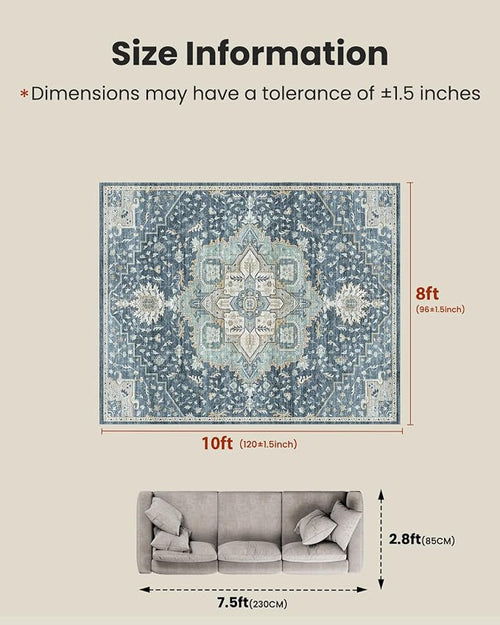 AMADA HOMEFURNISHING Washable Area Rug, Low-Profile Large Area Rug - Image 2