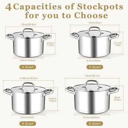 Leonyo Stainless Steel Stock Pot, 8 Quart Stock Pot - Image 9