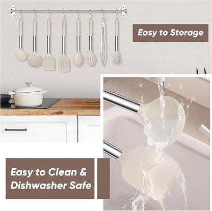 TeamFar Kitchen Utensils Set of 8, Silicone Utensils Kitchen Tools Set - Image 6