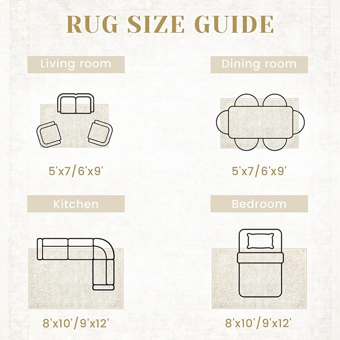 10x14 Area Rugs for Living Room: Washable Large Vintage Floral Rug Low Pile - Image 7