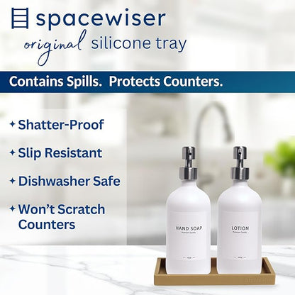 Spacewiser Countertop and Vanity Tray – Small 7.7" Silicone Soap Dispenser Trays - Image 2