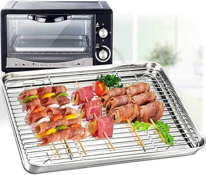 TeamFar Baking Pan with Rack Set of 4, 12.5’’ x 9.5’’ Stainless Steel Toaster - Image 3