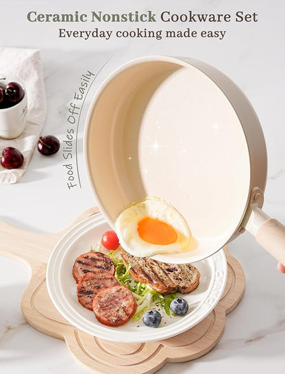 Astercook Pots and Pans Set Non Stick, Ceramic Cookware Set Non Toxic - Image 2