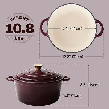 4.5 Quart Dutch Oven Pot with Lid, Non Stick Enameled Cast Iron Dutch Oven - Image 5