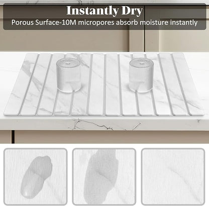 Large Stone Dish Drying Mats for Kitchen Counter, Collapsible Quick Drying Dish - Image 4