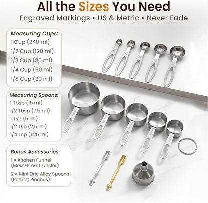 13PCS Stainless Steel Measuring Cups and Spoons Set - Image 7