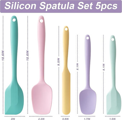 Silicone Spatula Set, 5 Piece Food Grade Rubber Spatulas - Image 2