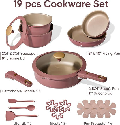 CAROTE 19 Pcs Pots and Pans Set, Nonstick Cookware Sets - Image 2