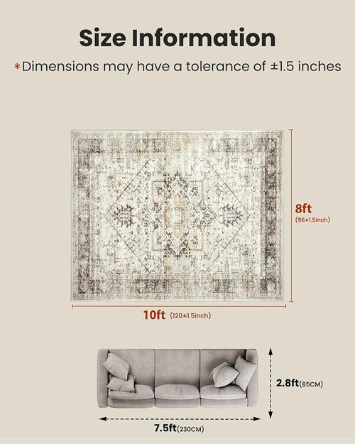 AMADA HOMEFURNISHING Washable Area Rug, Low-Profile Large Area Rug - Image 2