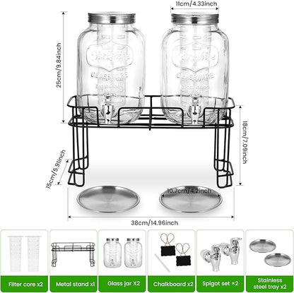 2 Pack1 Gallon Glass Drink Dispensers - Image 2