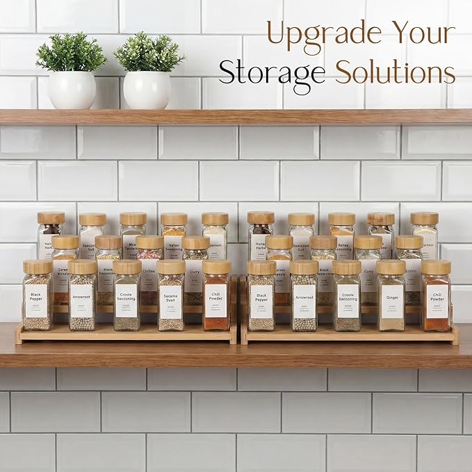 Spice Rack Organizer for Cabinet, 18in Bamboo Tiered Spice Rack，Used for - Image 6