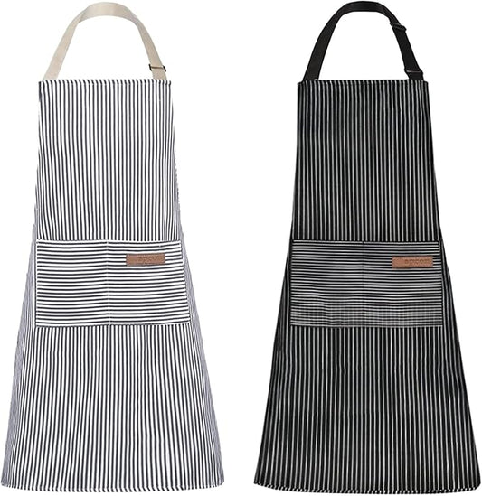 Tosewever 2 Pieces Kitchen Cooking Aprons, Cotton Polyester Blend Adjustable by Tosewever