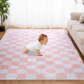 Super Soft Rug for Bedroom, 3x5 Ft Pink and White Area Rug Classic Checkered by TOOHUB