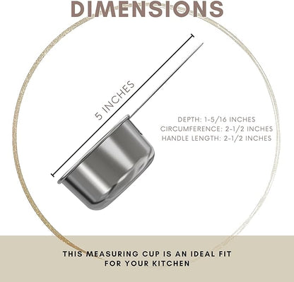 1/3 Cup Stainless Steel Measuring Cup | Sturdy Metal 80 ml | 80 cc | 3 oz | - Image 3
