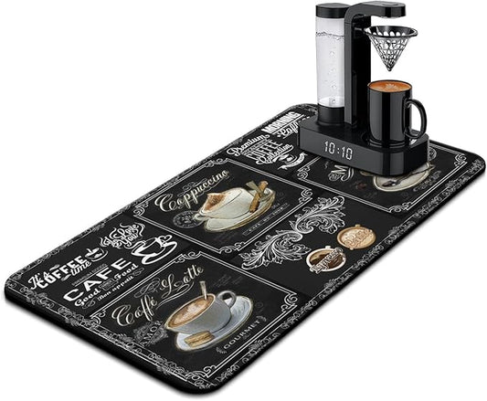 Coffee Mat 17inx31.5in, Coffee Bar Mat by Kuyig+Home
