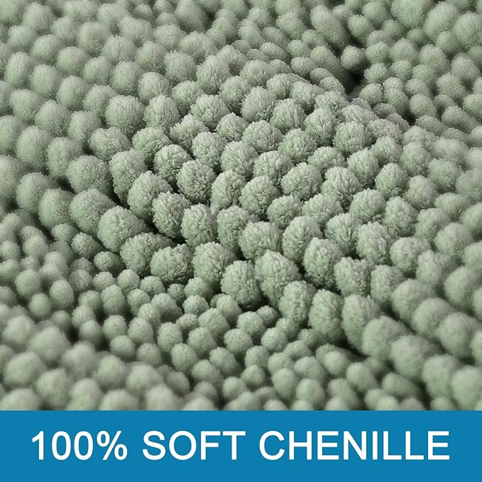 H.VERSAILTEX Bath Mats for Bathroom Non Slip Thick Chenille Striped Bath Rug - Image 3