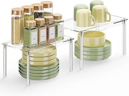 Delamu Clear Kitchen Cabinet Organizer, Stackable Cabinet Shelf by DELAMU