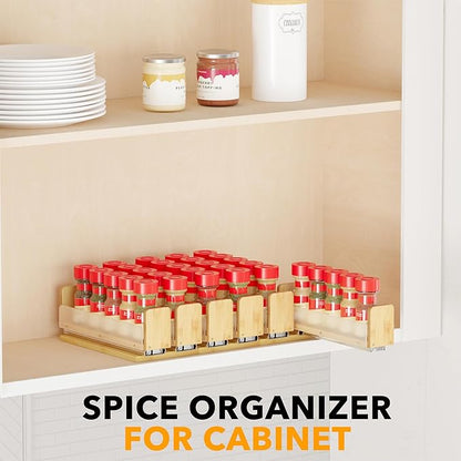 SpaceAid Bamboo Pull Out Spice Rack Organizer - Image 6