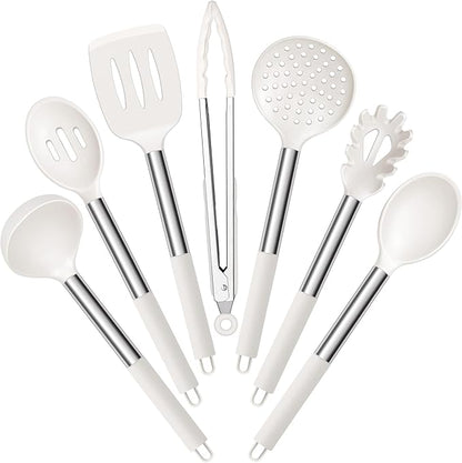 E-far Silicone Cooking Utensils Set, Slotted Turner, Soup Ladle, Pasta Server by E-far
