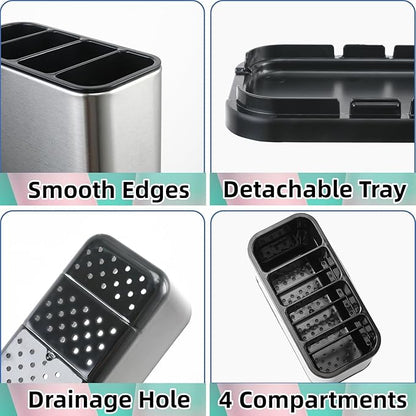 LIBODOUR Utensil Holder, Stainless Steel Caddy Counter, Spoon holder, 4 - Image 6