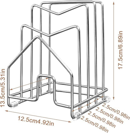 2 Pack Pot Lid Organizer Cutting Board Holder Inside Cabinet 304 Stainless - Image 8