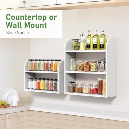 ROMGUAR CRAFT 3 Tier Bamboo Spice Rack, Countertop or Wall Mounting Wood Spice - Image 4