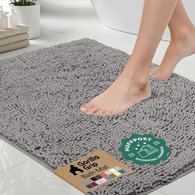 GORILLA GRIP Bath Rug Mat 60x17, Thick Soft Absorbent Chenille, Quick Dry by Unknown