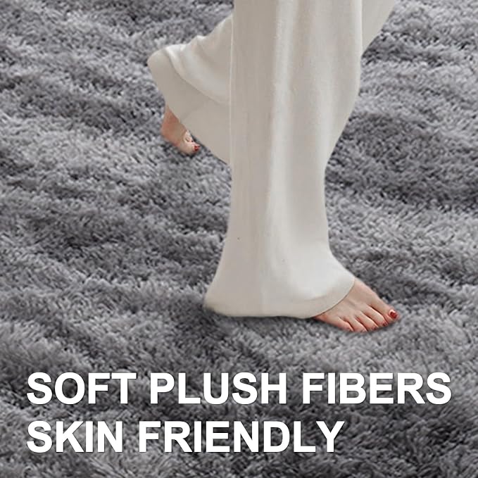 Area Rugs for Living Room, Tie-Dyed 5x7 Feet Soft Fluffy Shagg Plush Rug High - Image 4