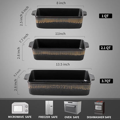 KOOV Bakeware Set, Ceramic Baking Dish, Rectangular Baking Pans Set, Casserole - Image 3