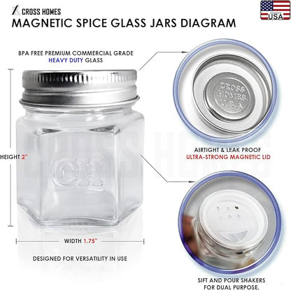 30 Set Magnetic Spice Jars for Refrigerator Hexagon Glass Spice Jars - Image 3