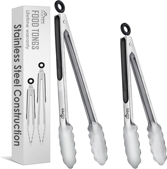 Hotec Stainless Steel Kitchen Tongs, Locking Metal Food Tongs by Hotec