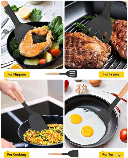 Pack of 2 Silicone Cooking Spatula, Heat Resistant Solid Turner, Non Stick - Image 4