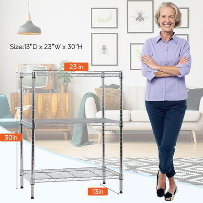 BestOffice 23Lx13.2Wx30.2H Adjustable Metal Storage Shelves 3-Tier Wire - Image 3
