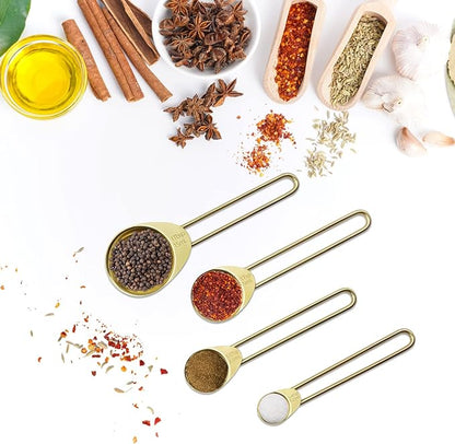 Gold Measuring Cups and Spoons Set of 8 pcs, Stainless Steel Measuring Cups and - Image 4