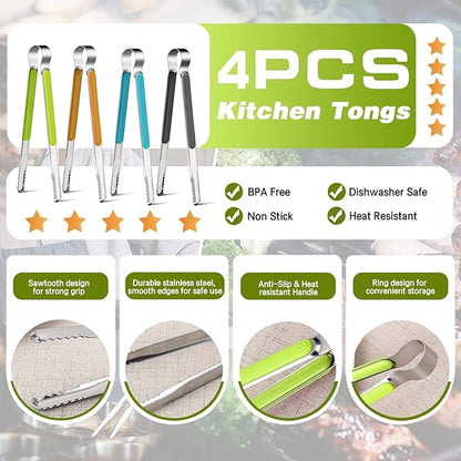 4Pcs Stainless Steel Kitchen Tongs - Image 2