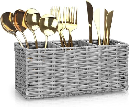Ayiaren Grey Plastic Cutlery Silverware Holder Small Utensil Organizer Holders by Ayiaren