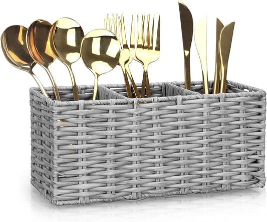 Ayiaren Grey Plastic Cutlery Silverware Holder Small Utensil Organizer Holders by Ayiaren