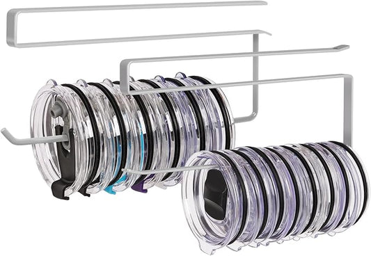 2 Pack Tumbler Lid Organizer, Horizontal Tumbler Lid Storage Hook Up to 20 Lids by JOLENSOY