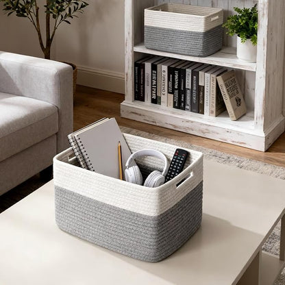 5 Pack Woven Storage Baskets for Shelves, Decorative Basket Closet Organizer - Image 6