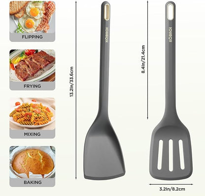 2 Pack Silicone Spatula, Heat Resistant 600°F Silicone Spatulas Set, Turner & - Image 2