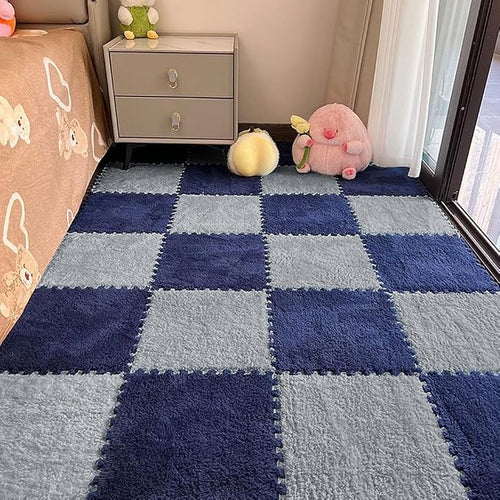 12pcs Carpet Squares Puzzle Floor Mat, Plush Interlocking Carpet Tiles by Unknown