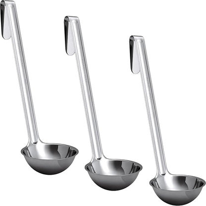 Super Sturdy, Ergonomic 2 Oz. Soup Ladle 3 Pk. Stainless Steel Ladles by FoodRestaurantSupplies