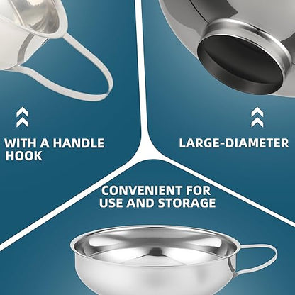 Stainless Steel Wide-mouthed Kitchen Funnel, 2 Sets - Image 3