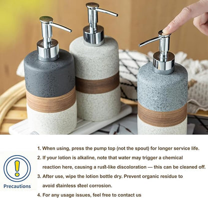 2-Pack Ceramic Soap Dispensers Set, Includes Stainless Steel Pump, Silicone - Image 6