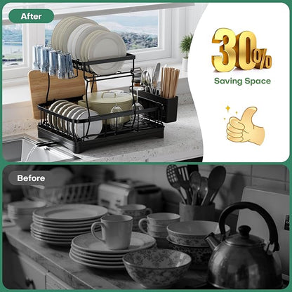 2 Tier Dish Rack, Carbon Steel Dish Drying Rack - Image 6