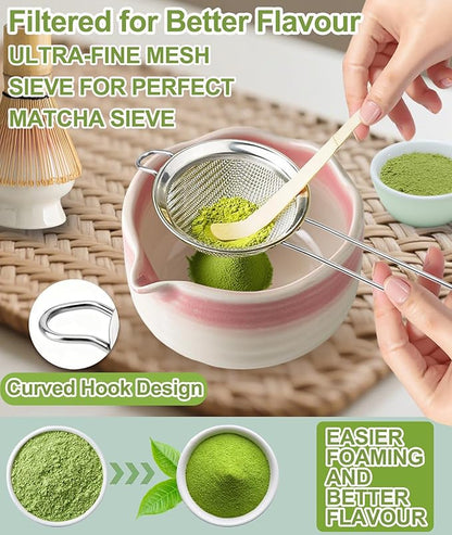 JBER Matcha Whisk Set, Ceramic Matcha Set Includes Bowl & Holder, Bamboo Whisk - Image 3