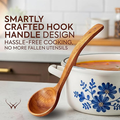 4Pcs Wooden Ladle Set – Teak Wood Soup Spoons - Image 5