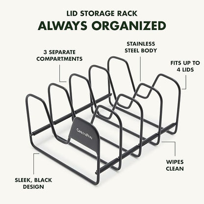 GreenPan Stainless Steel Wire Pots and Pans Lid Storage Rack, Holds 4 Lid Covers - Image 4