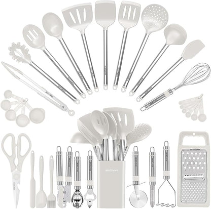 Kitchen Utensil Set-Silicone Cooking Utensils-33 Kitchen Gadgets & Spoons by BESTZMWK