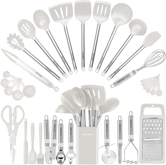 Kitchen Utensil Set-Silicone Cooking Utensils-33 Kitchen Gadgets & Spoons by BESTZMWK